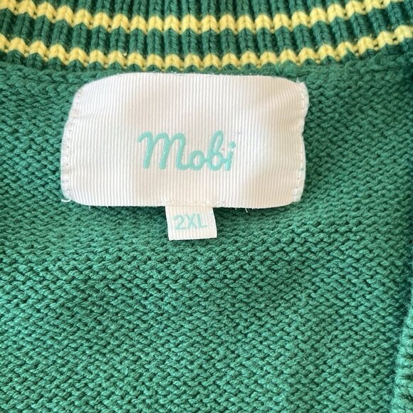 Yitai x Mobi Varsity Style Golfing Golf Cardigan Sweater 2XL Green Yellow Knit - Picture 4 of 16